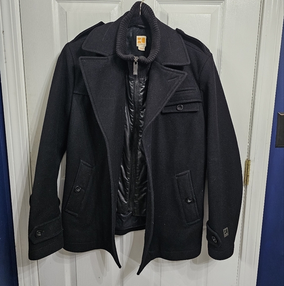 Hugo Boss Coxtan Virgin Wool Blend Coat with Bib - Picture 2 of 11